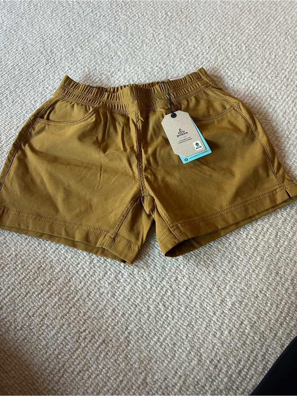 Prana Women's Pull-On Athletic Shorts - Mustard Brown